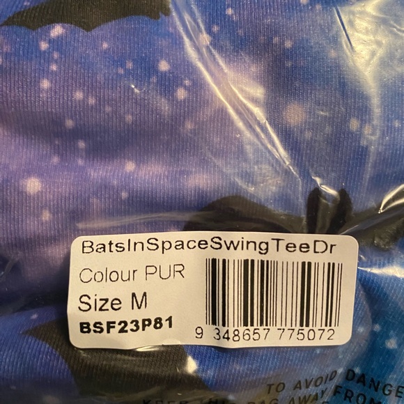 Blackmilk “BATS IN SPACE SWING TEE DRESS - LIMITED” Size Medium M NWT - Picture 13 of 16
